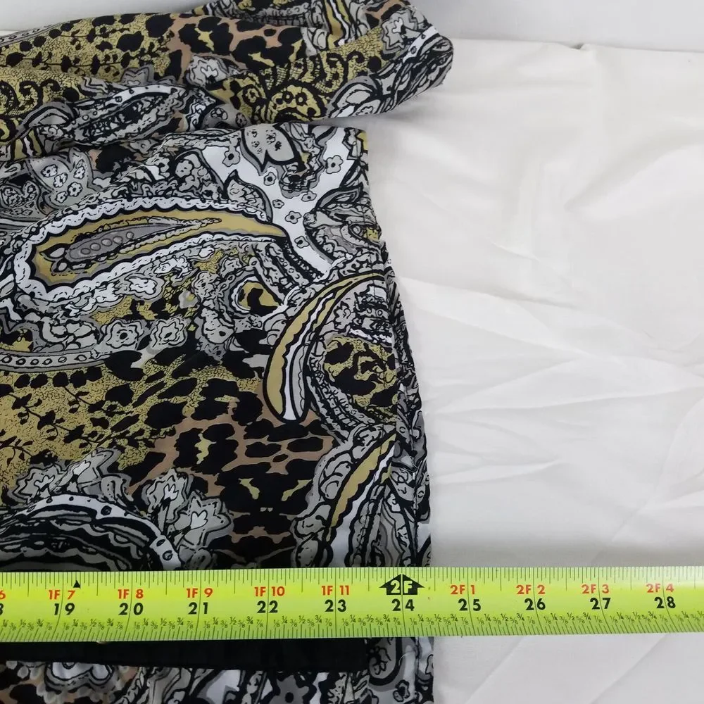 Notations Shirt Women Medium Top Paisley Long Sleeve Split Neck Pocket Button Up - Picture 10 of 11